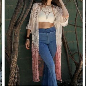 Bella Mesh Lace Sheer Kimono Duster OS Fairy